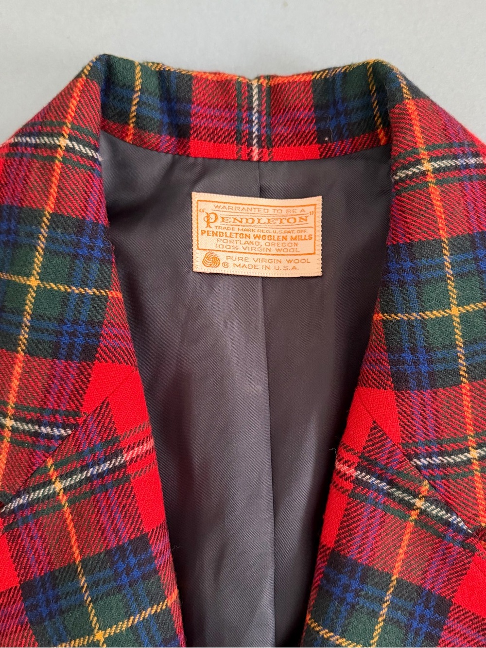 Vintage Pendleton Tartan Plaid 100% Wool Red Blazer USA Made - Picture 4 of 5